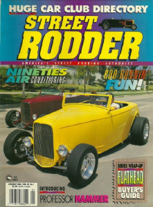 STREET RODDER 1995 JAN - THREE-WAY HOOD HINGES, 34-40 FORD CROSSMEMBER KIT